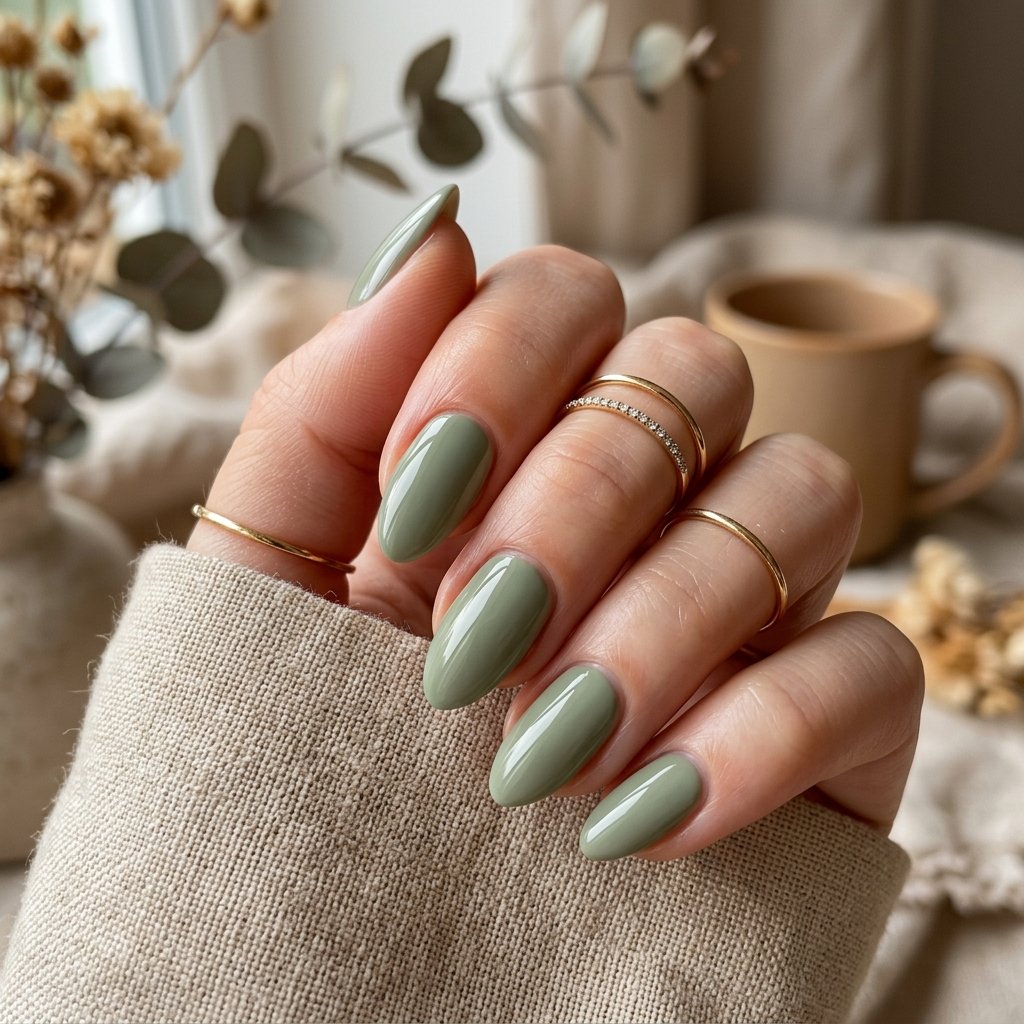Soft Sage Green Nails