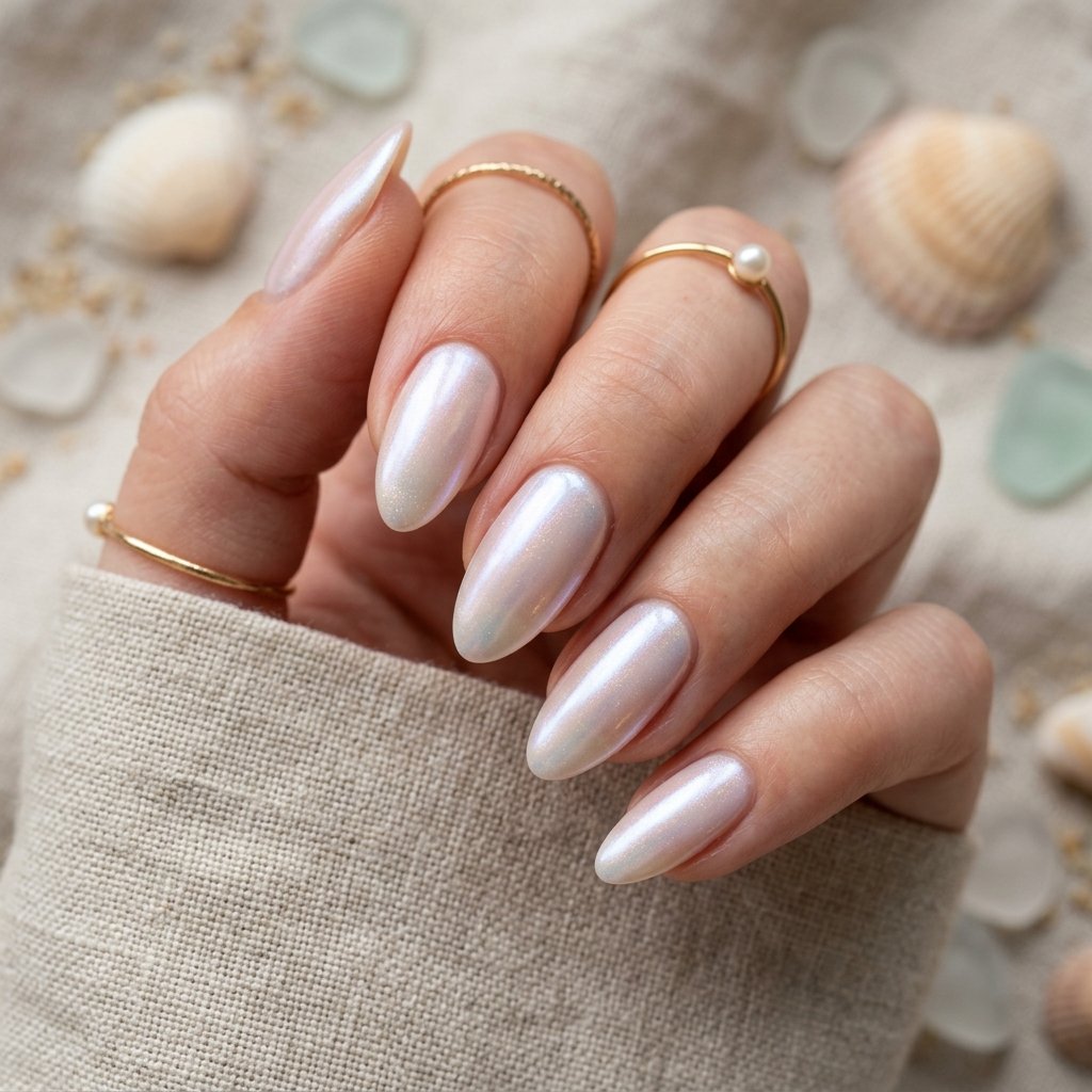 Seashell Pearl Nails