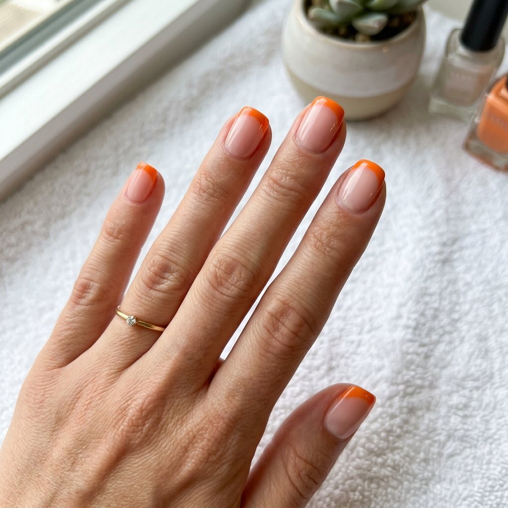 18 Orange French Nails Revealing A Chic Twist On A Classic Look 18 Short Orange French Nails