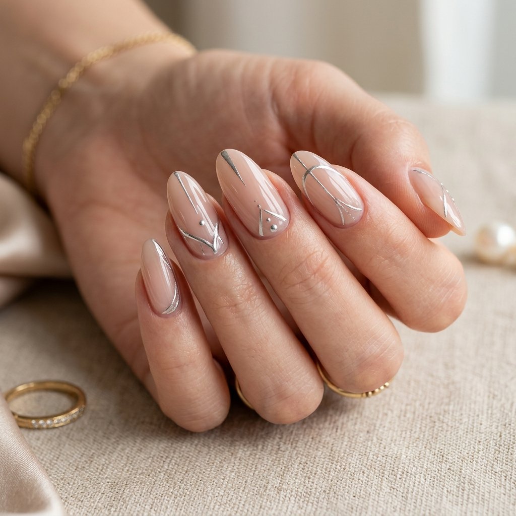 Silver Chrome Accent Nails