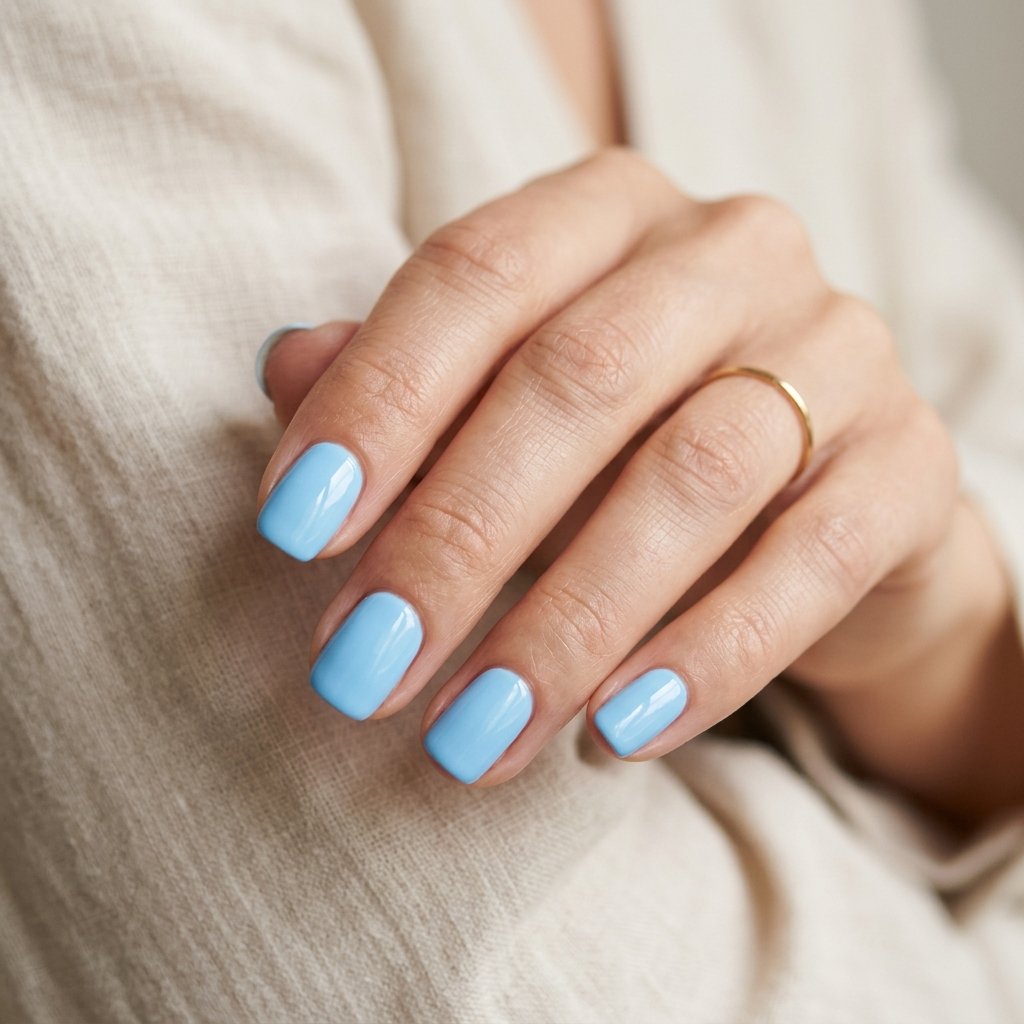 Sky Blue Short Nails