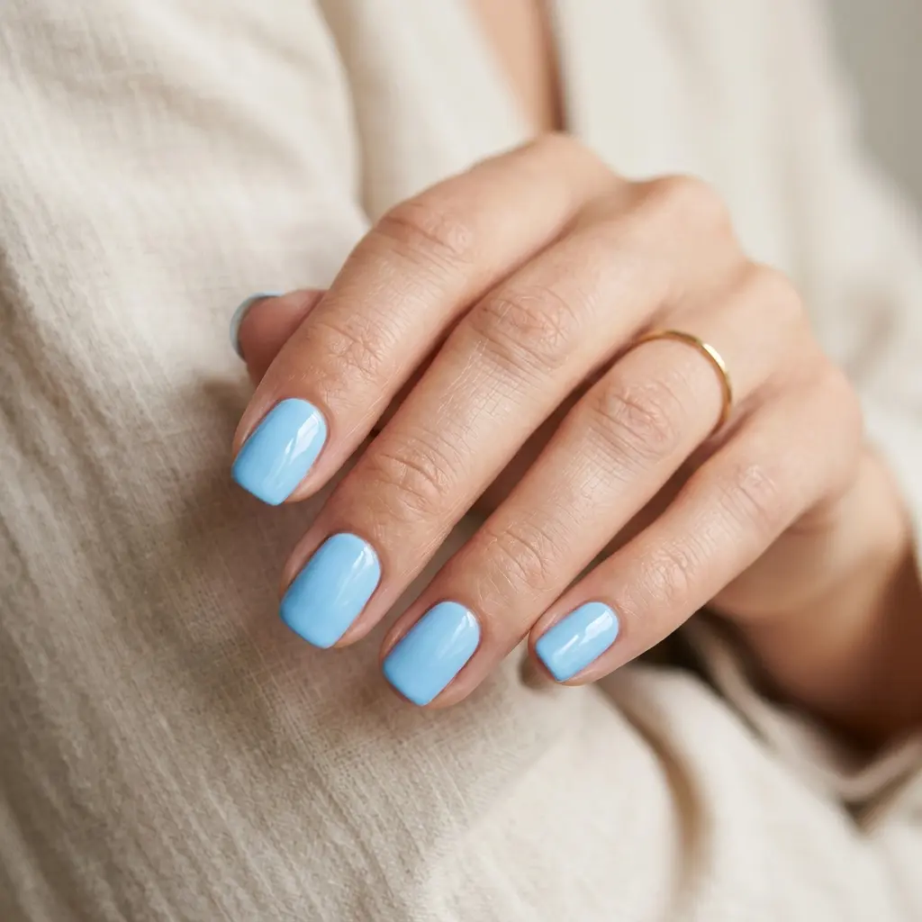 Sky Blue Short Nails