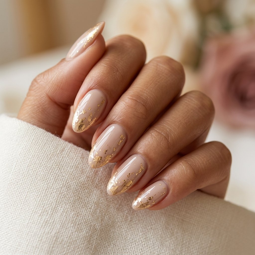 Soft Gold Foil Nails