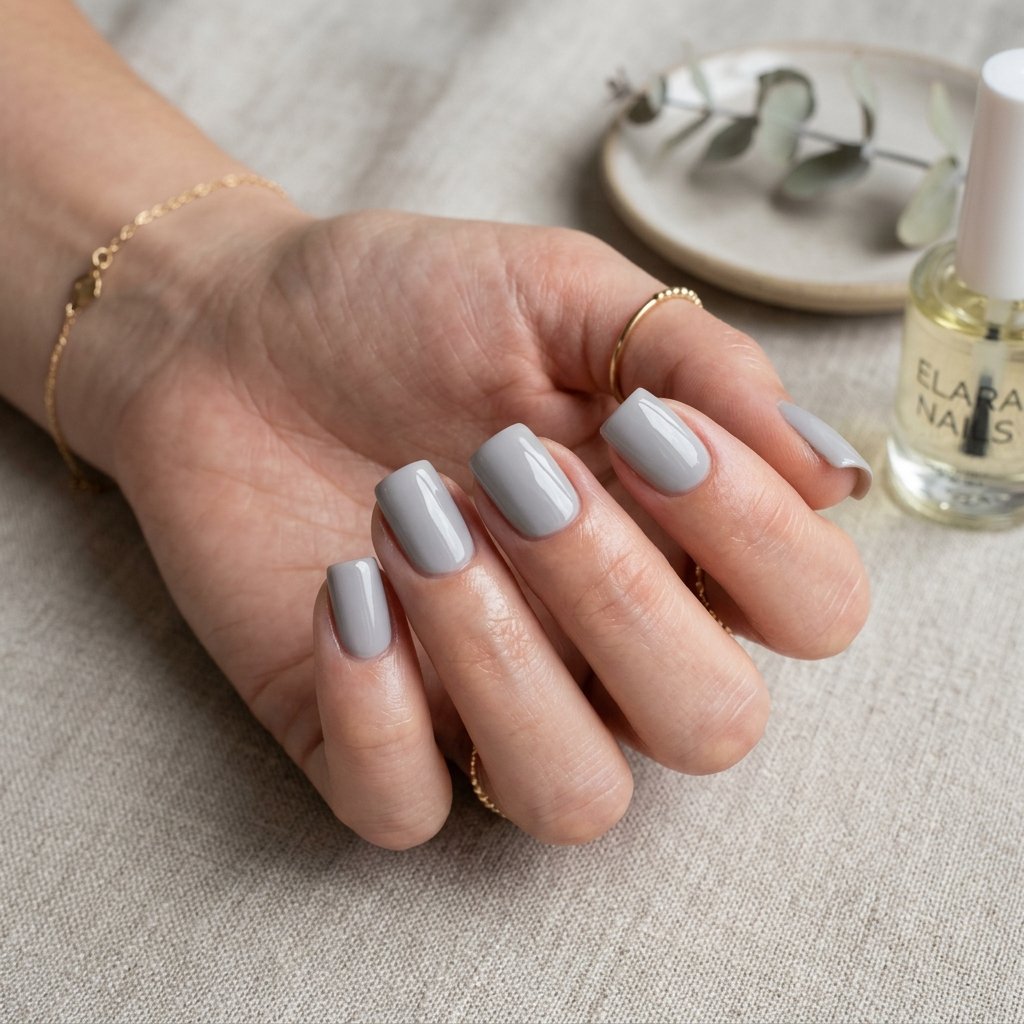 Soft Gray Square Nails