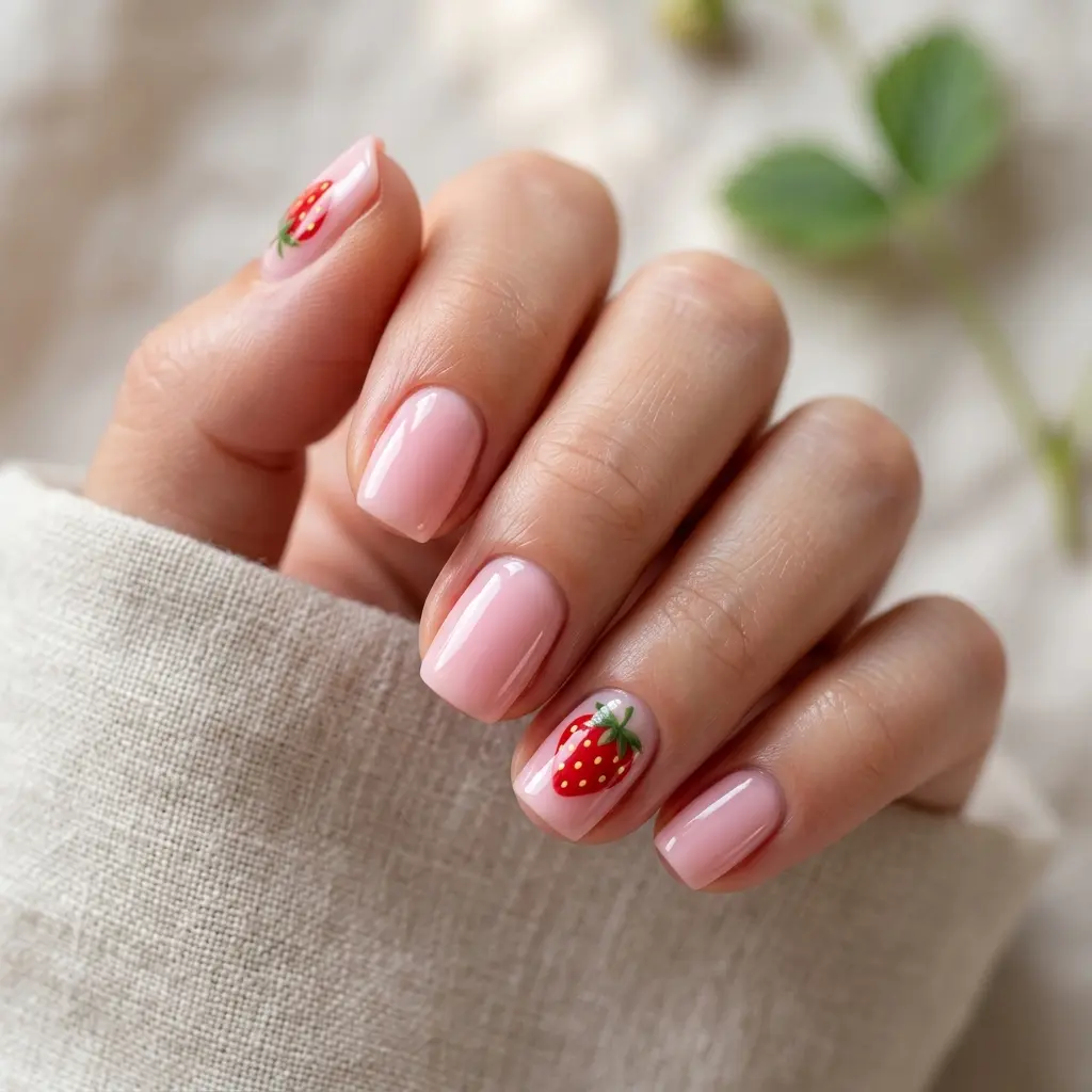 Strawberry Accent Nails