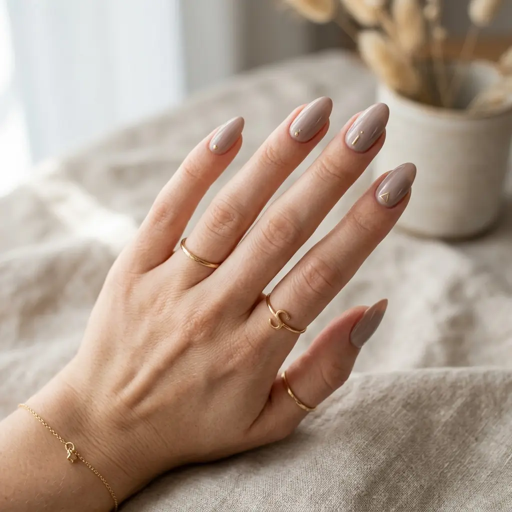 Taupe Minimalist Nail Art
