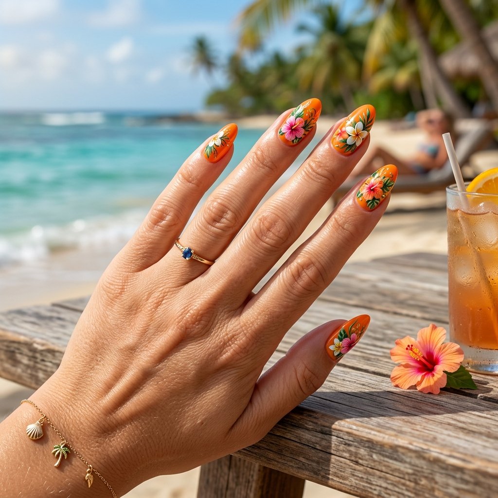 Tropical Floral Nails