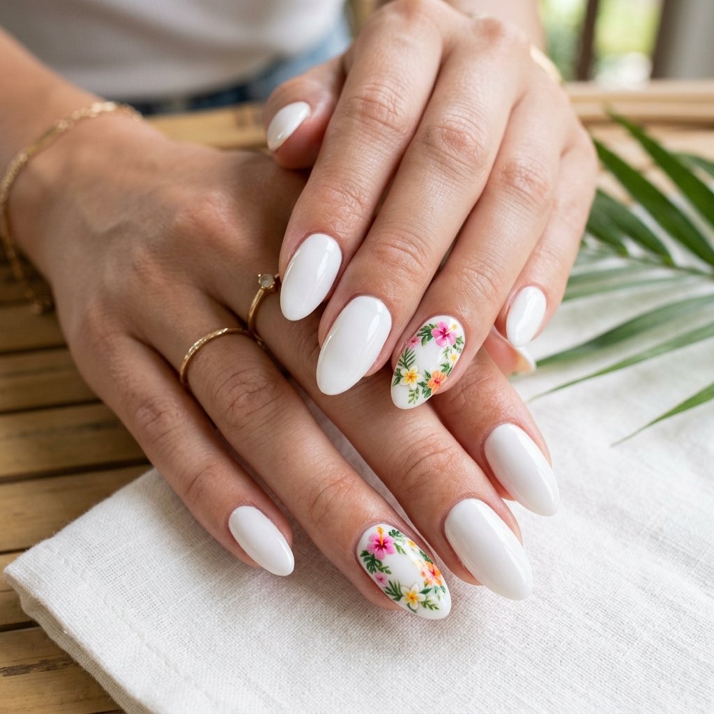 Tropical Floral Wreath on White Base