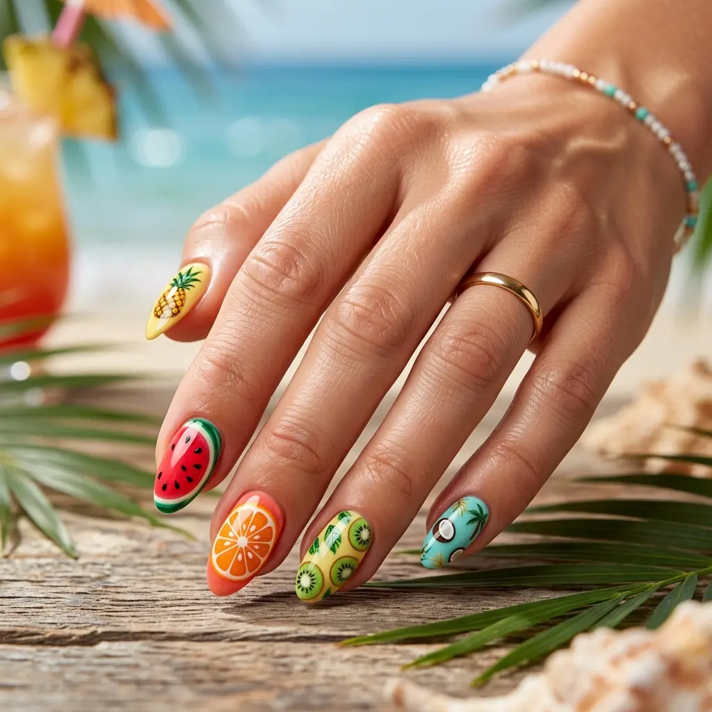 Tropical Fruit Inspired Nails