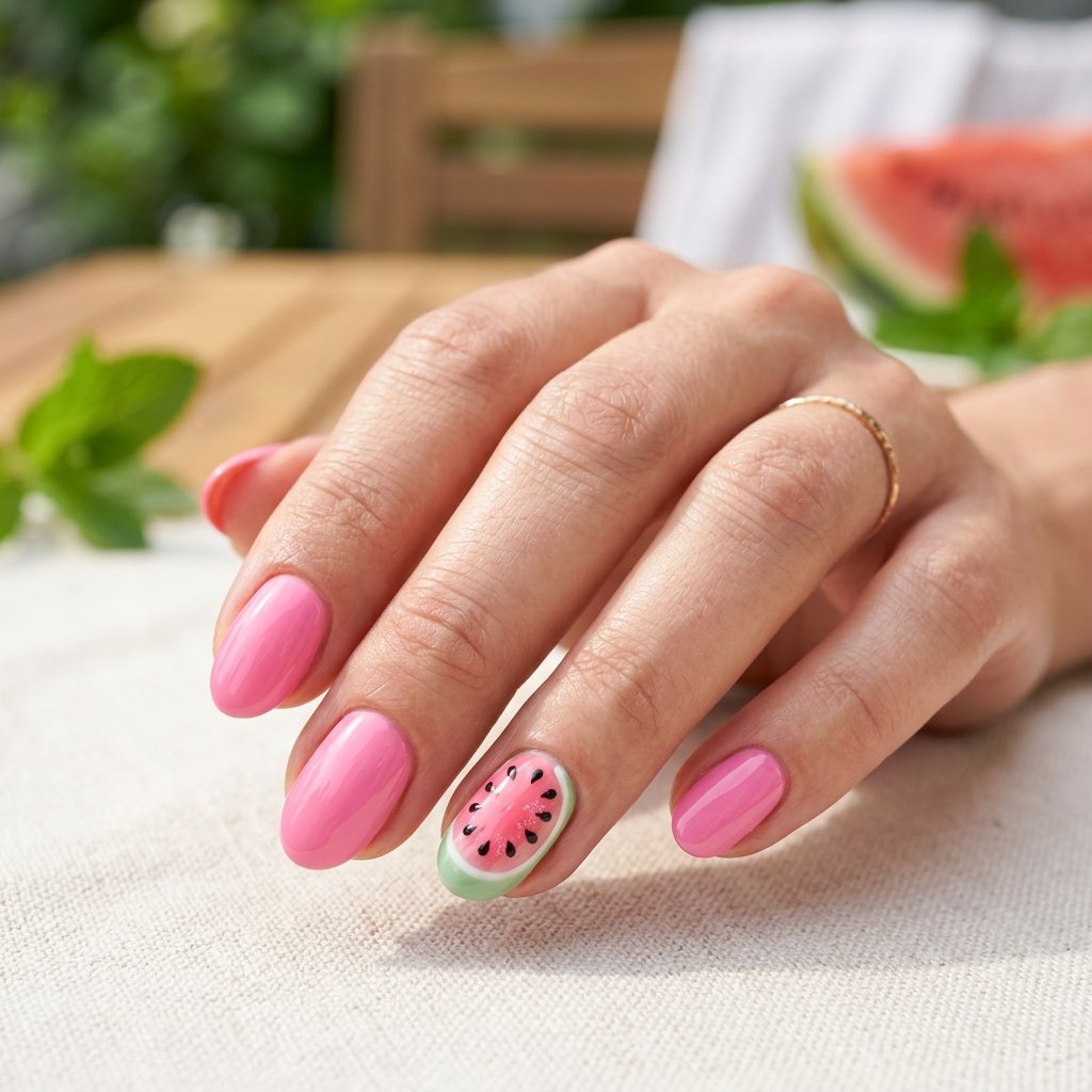 Watermelon Accent Nails