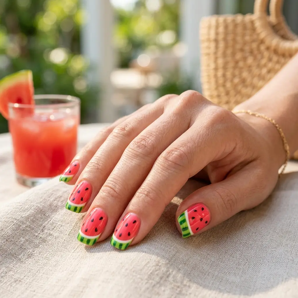 Watermelon Inspired Nails