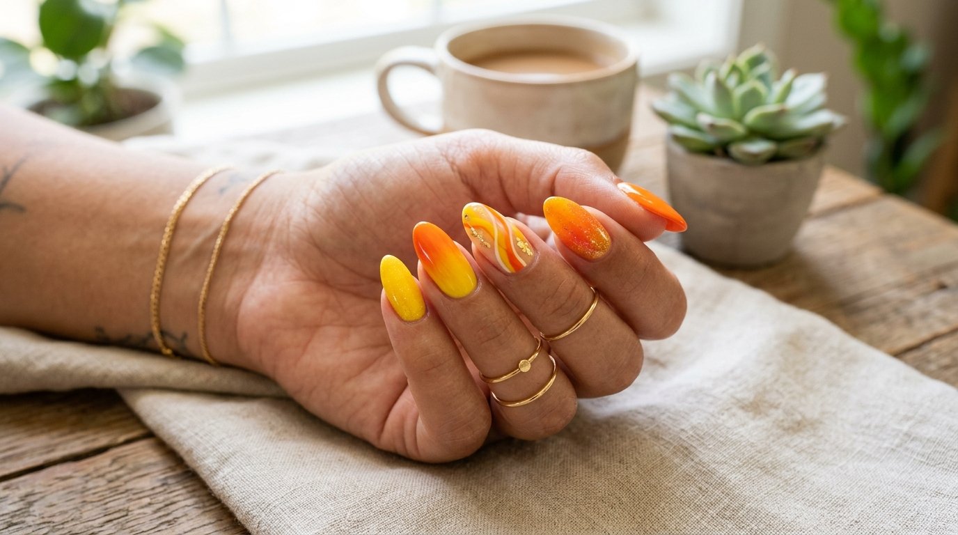 Yellow and Orange Nails