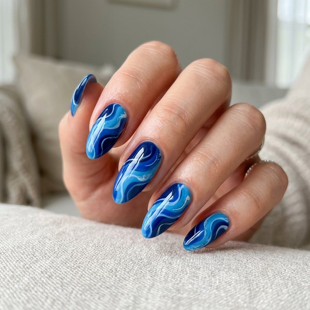 18 Blue Nails Inspiration Ideas Everyone Is Loving Right Now 8 Blue Wave Nails