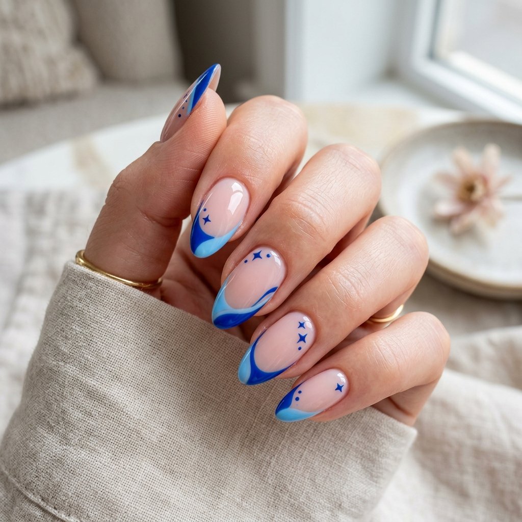 18 Blue Nails Inspiration Ideas Everyone Is Loving Right Now 2 Abstract Blue French Tips