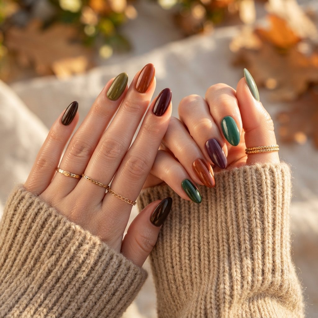  Timeless Autumn Almond Nails