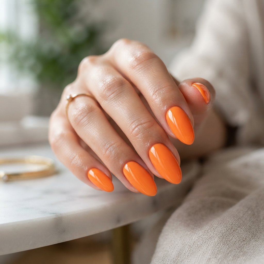  Almond Orange Nails
