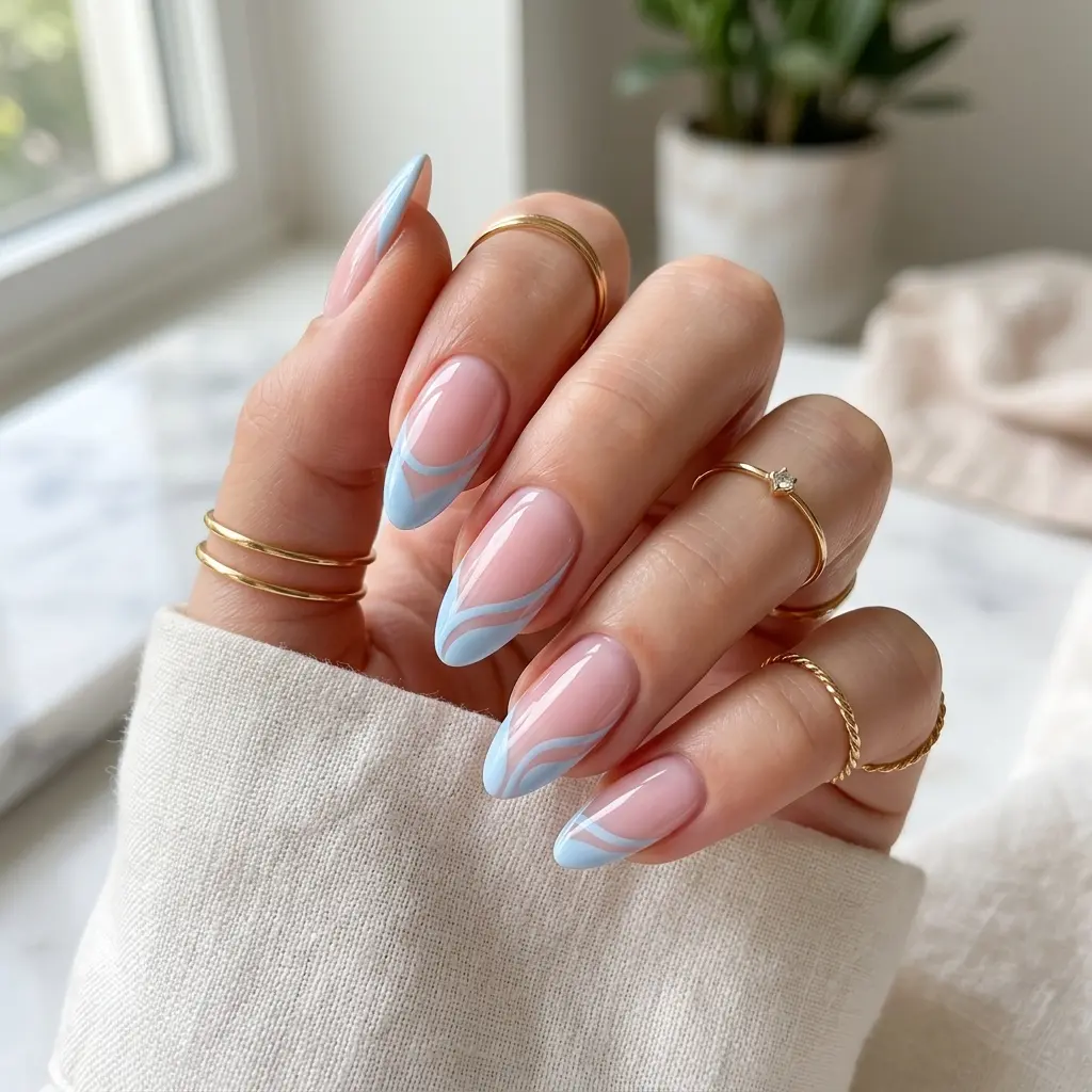 Baby Blue French Swirls