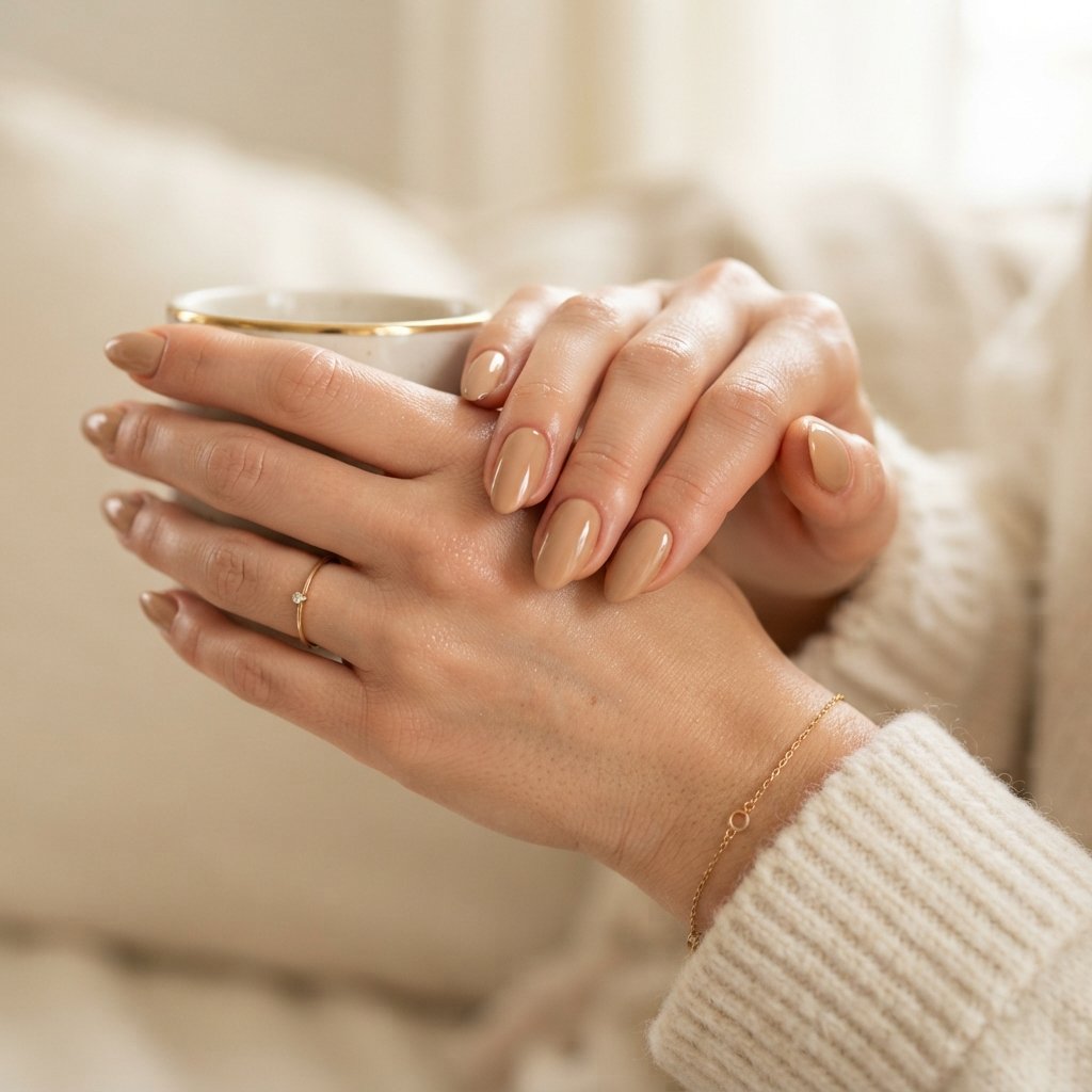 Warm Beige Almond Nails
