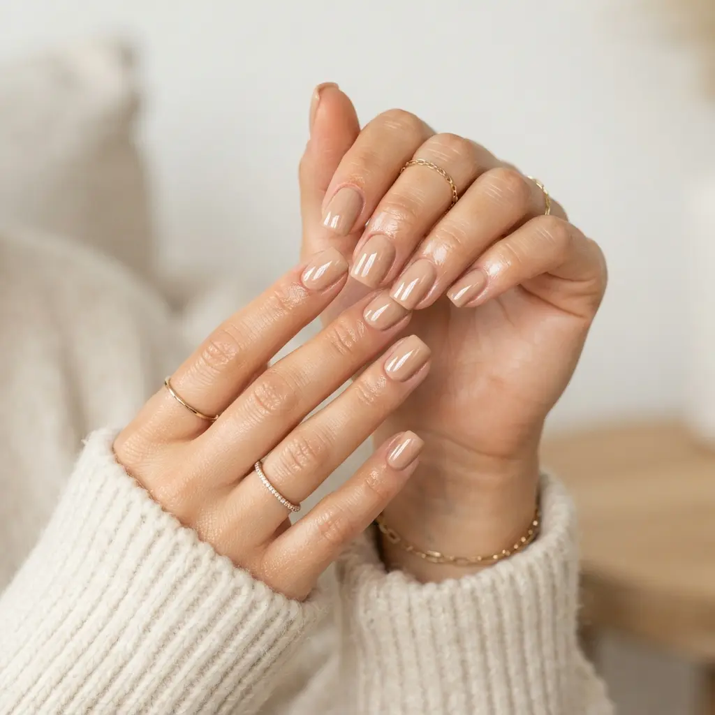 Warm Beige Square Nails