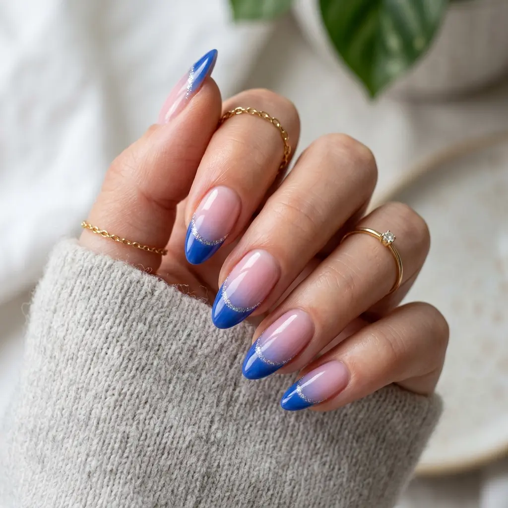 Blue Ombre French Tips