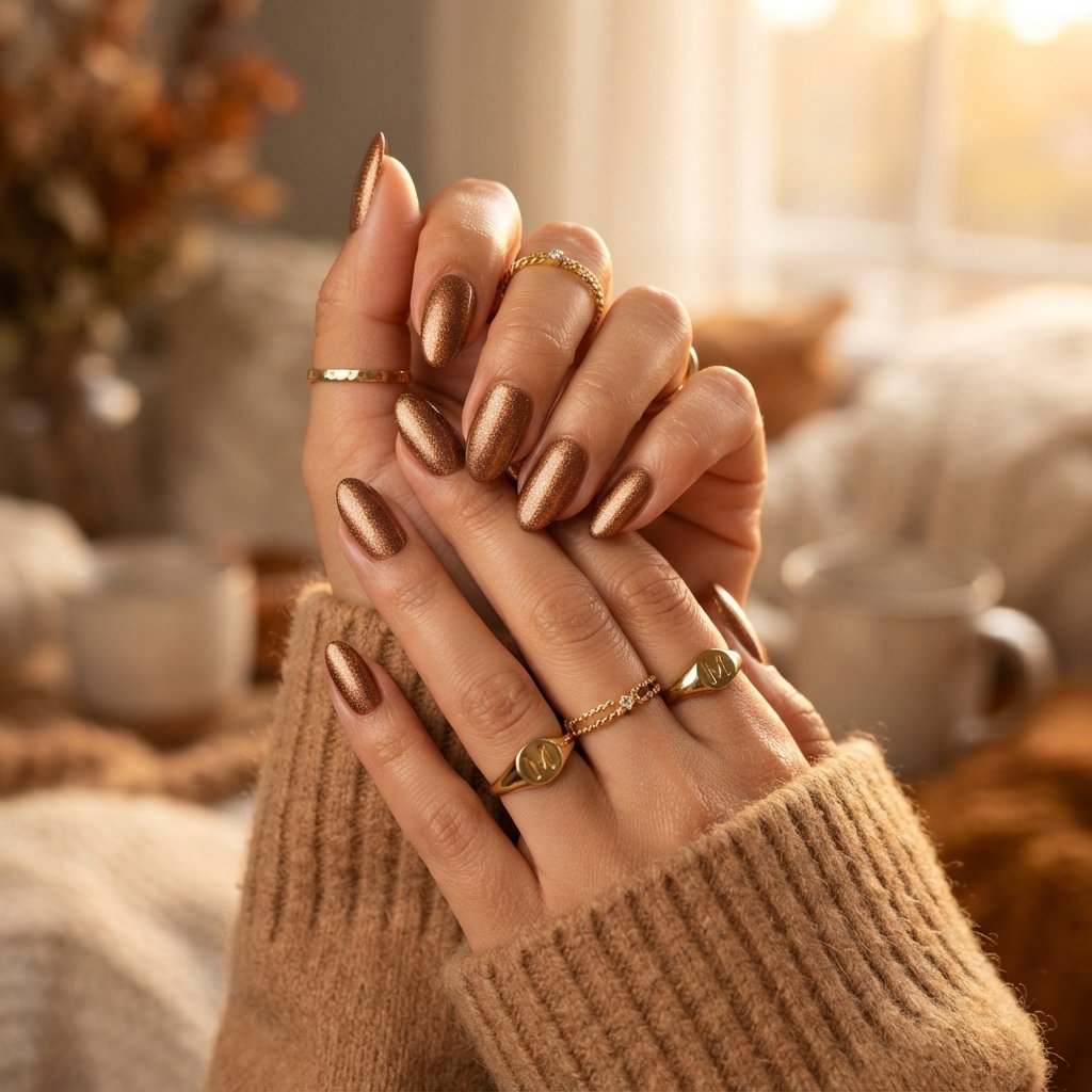 Bronze Shimmer Nails