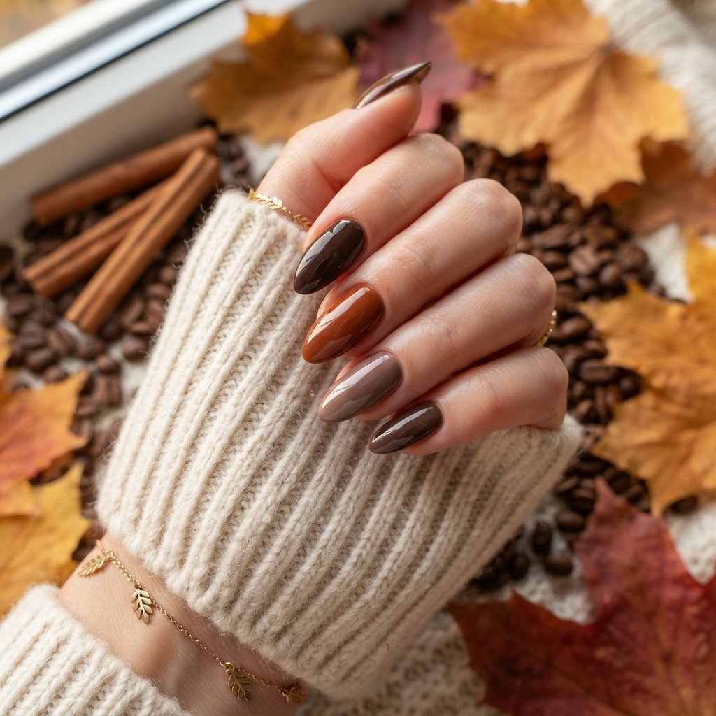 Timeless Brown Autumn Nails