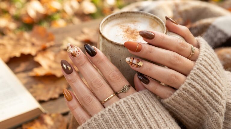 Brown fall nail designs