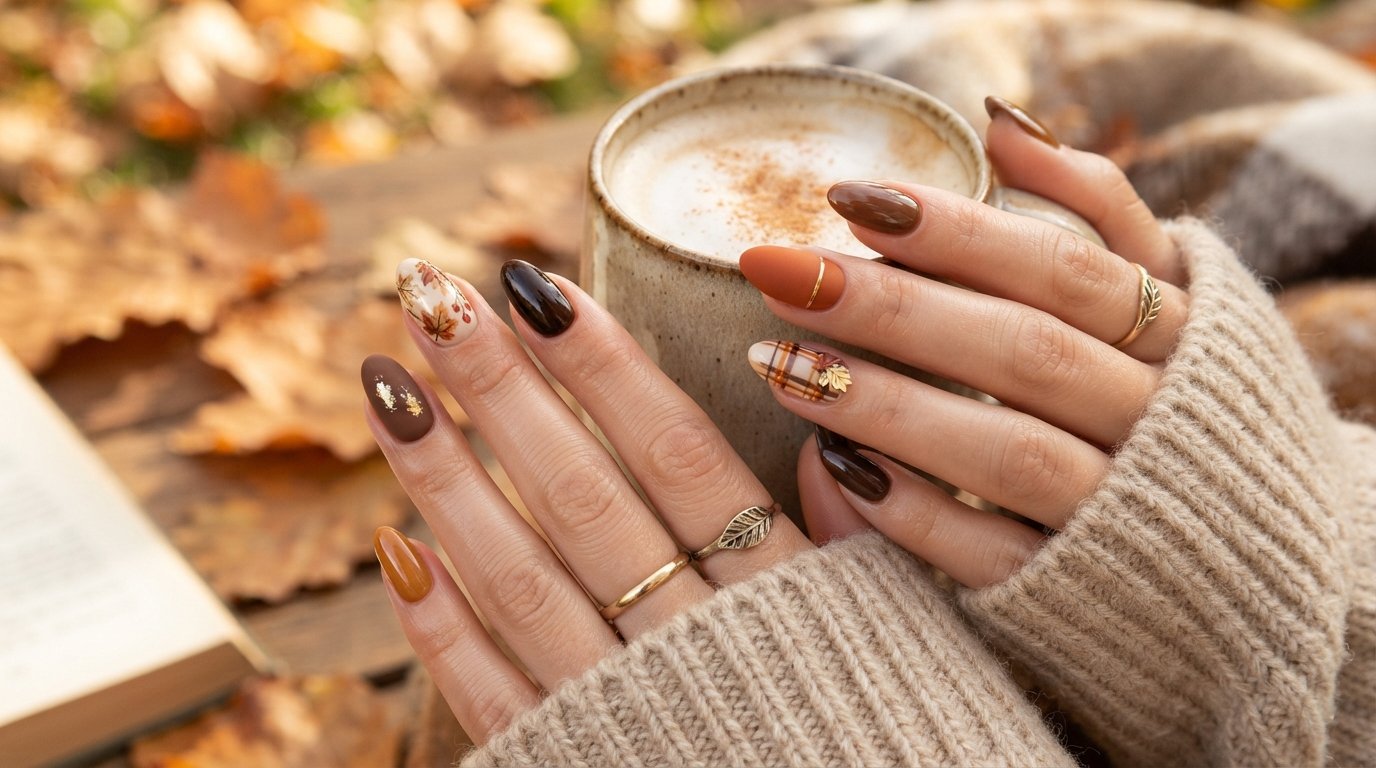 Brown fall nail designs
