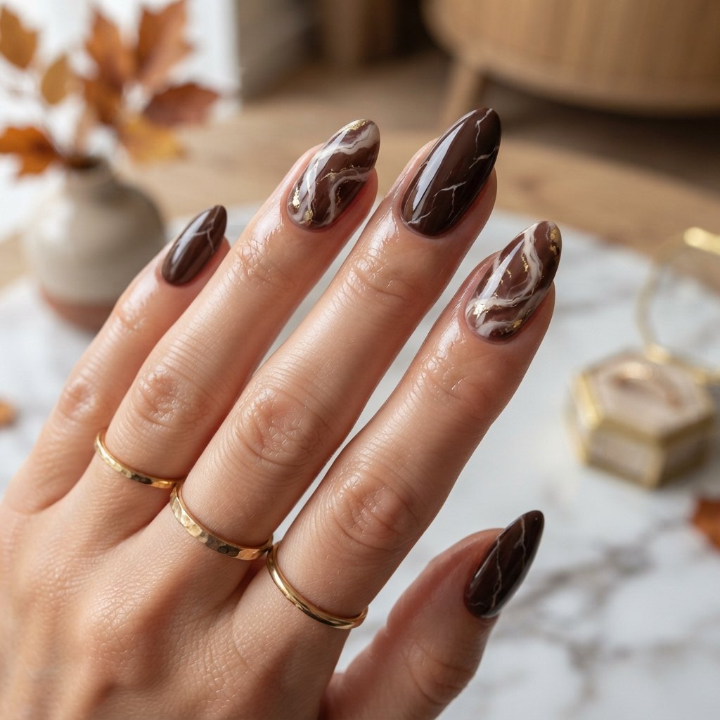 Brown Marble Nails