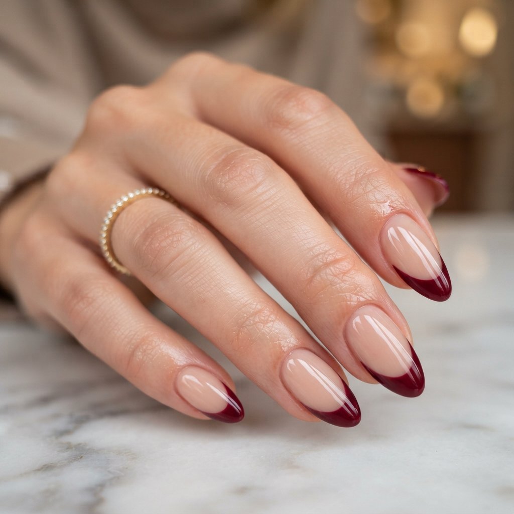 22 Fall Nail Inspiration Ideas You Need to Save Before Your Next Mani 18 Burgundy French Tips