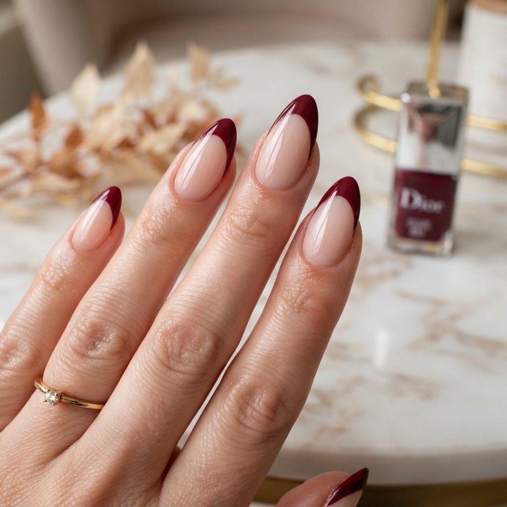  Burgundy French Tips