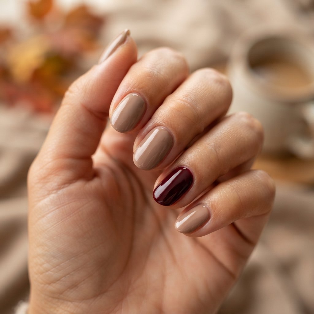 Burgundy Accent Nails