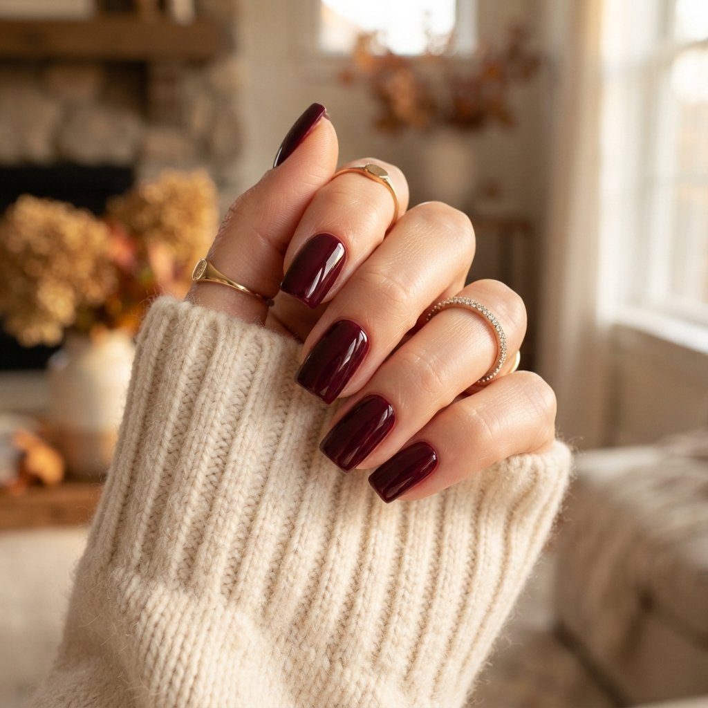 Burgundy Square Nails