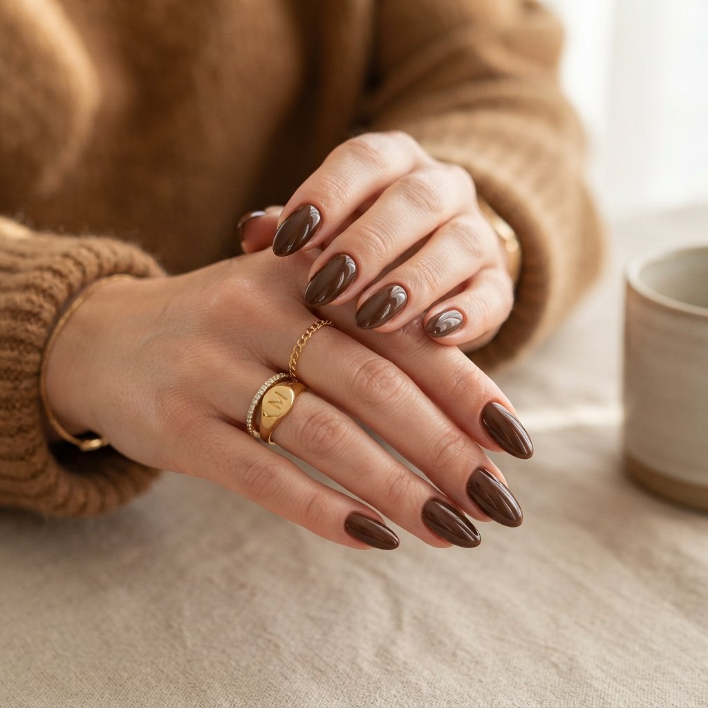21 September Almond Nails That Make Your Hands Look Elegant 4 Chocolate Brown Almond Nails