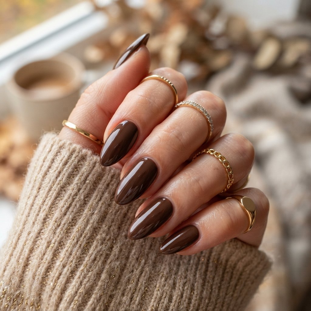 22 Fall Nail Inspiration Ideas You Need to Save Before Your Next Mani 3 Chocolate Brown Nails