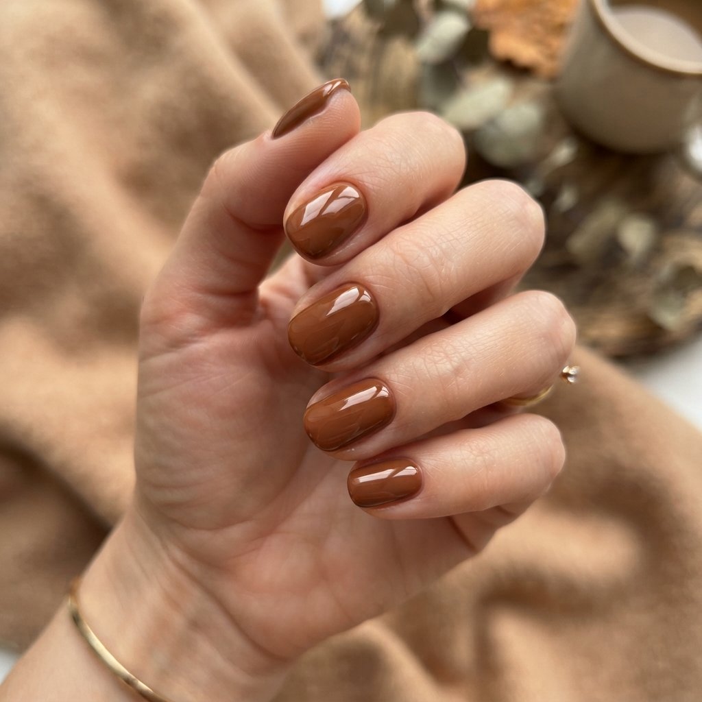 23 Simple Fall Nail Designs That Look Effortlessly Chic 9 Cinnamon Brown Nails