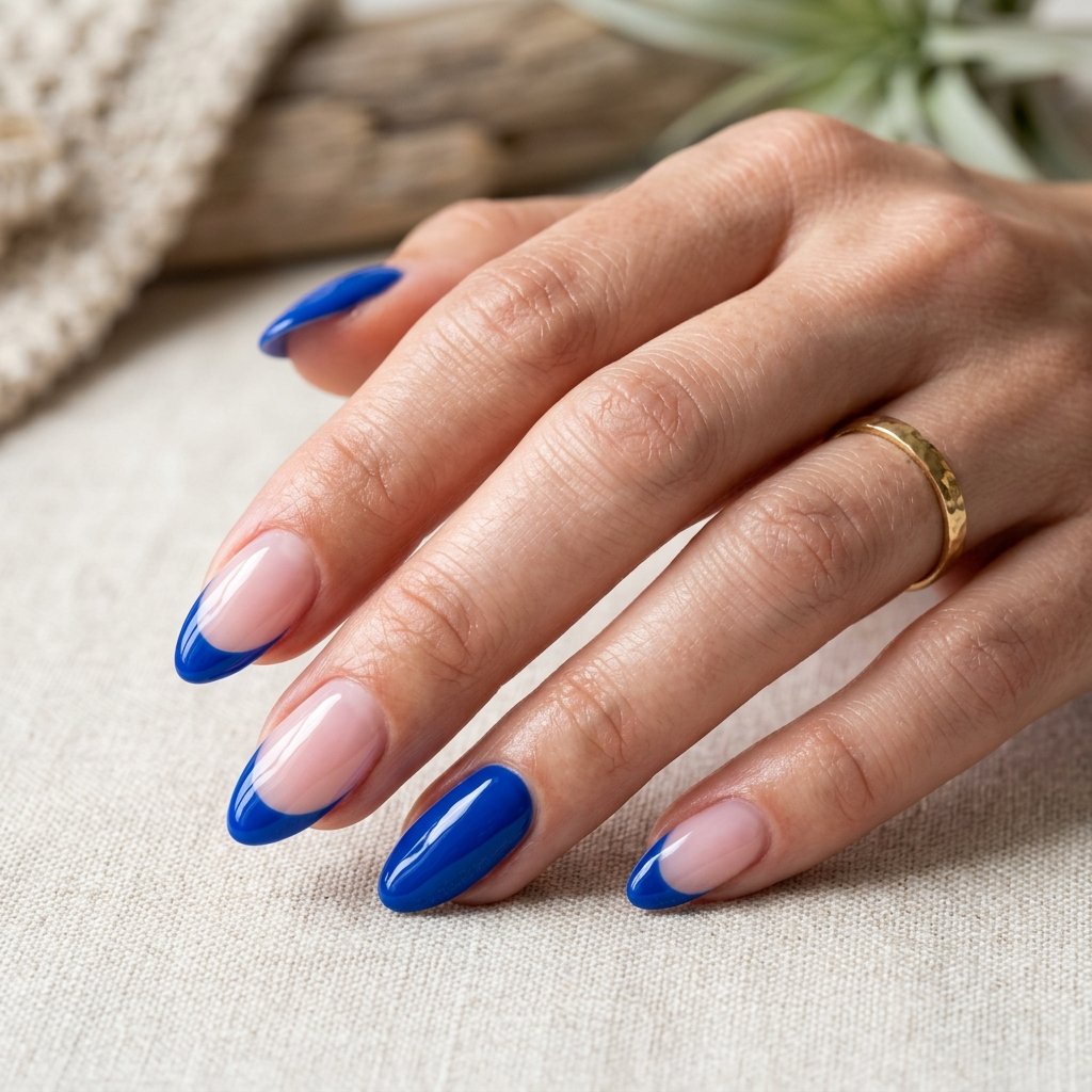 23 Blue Ocean Nails Ideas That Bring Coastal Vibes to Your Manicure 20 Cobalt Ocean French Nails
