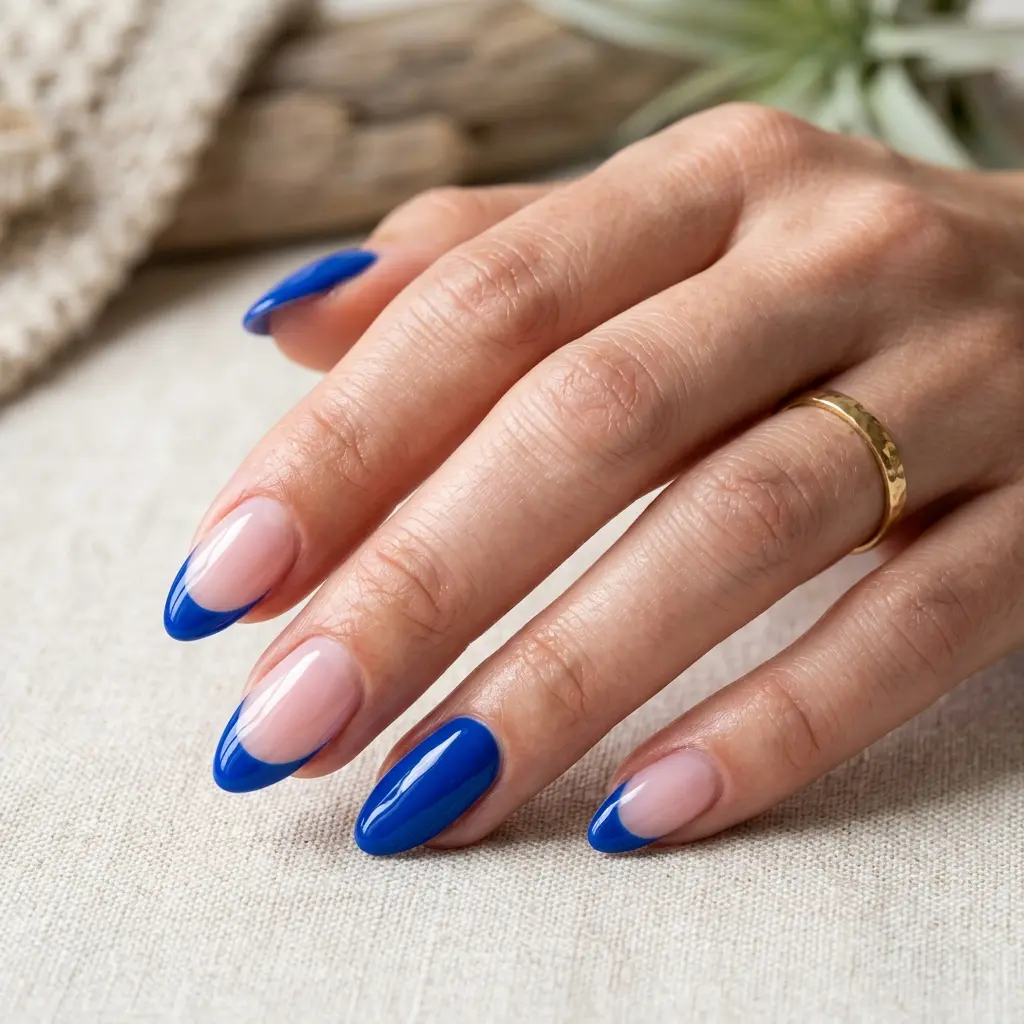 23 Blue Ocean Nails Ideas That Bring Coastal Vibes to Your Manicure 20 Cobalt Ocean French Nails