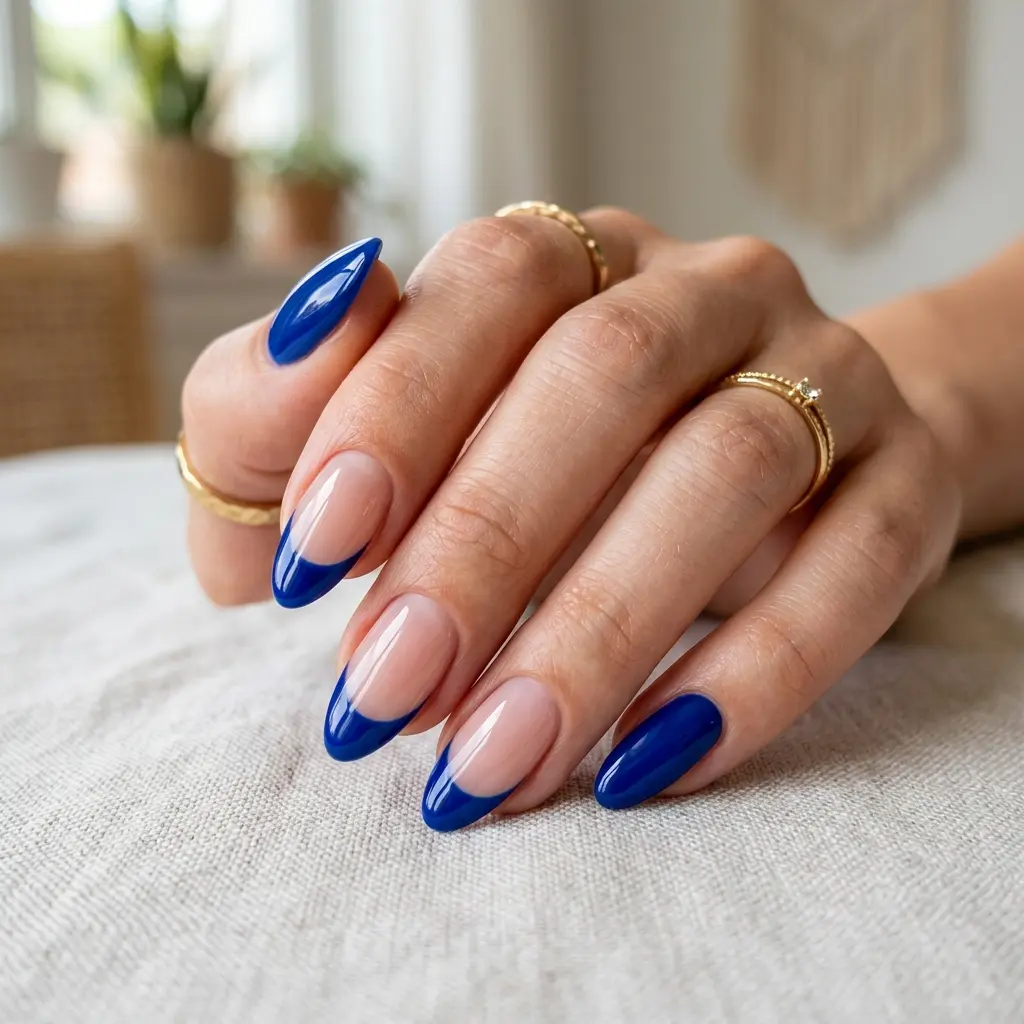 Cobalt Blue French Nails
