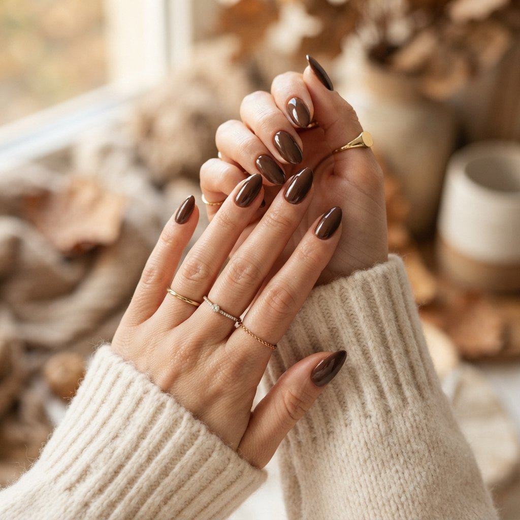 21 September Almond Nails That Make Your Hands Look Elegant 17 Coffee Brown Almond Nails