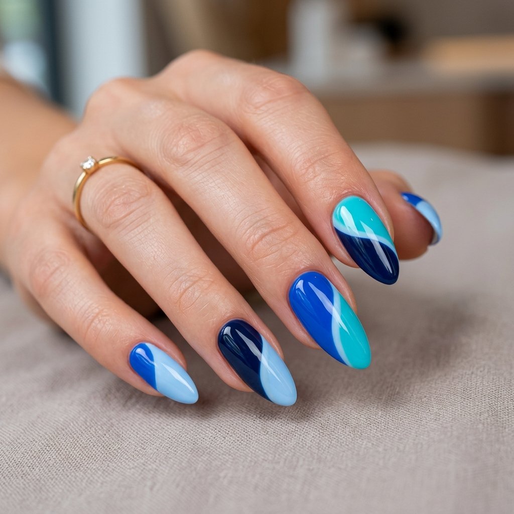 18 Blue Nails Inspiration Ideas Everyone Is Loving Right Now 17 Color Block Blue Nails