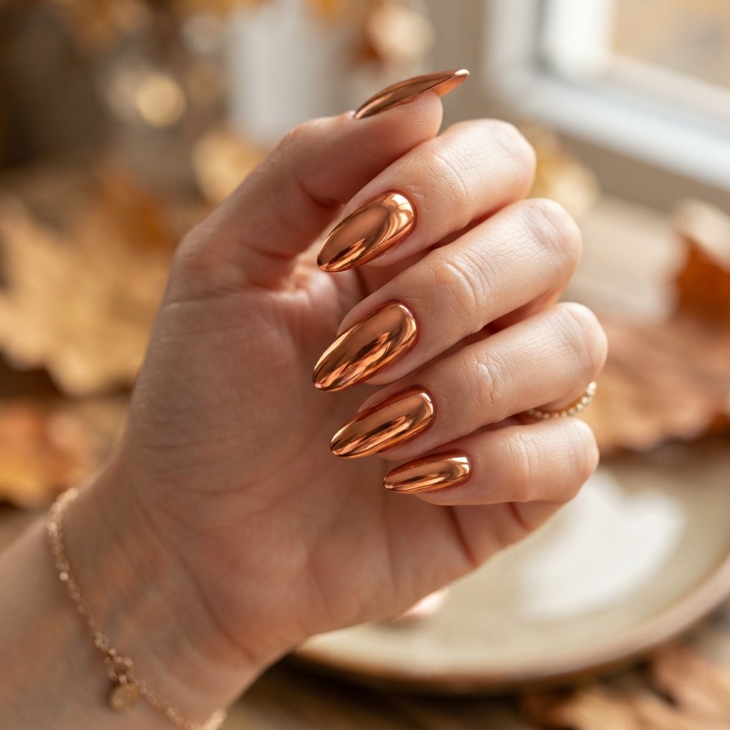 22 Fall Nail Inspiration Ideas You Need to Save Before Your Next Mani 10 Copper Chrome