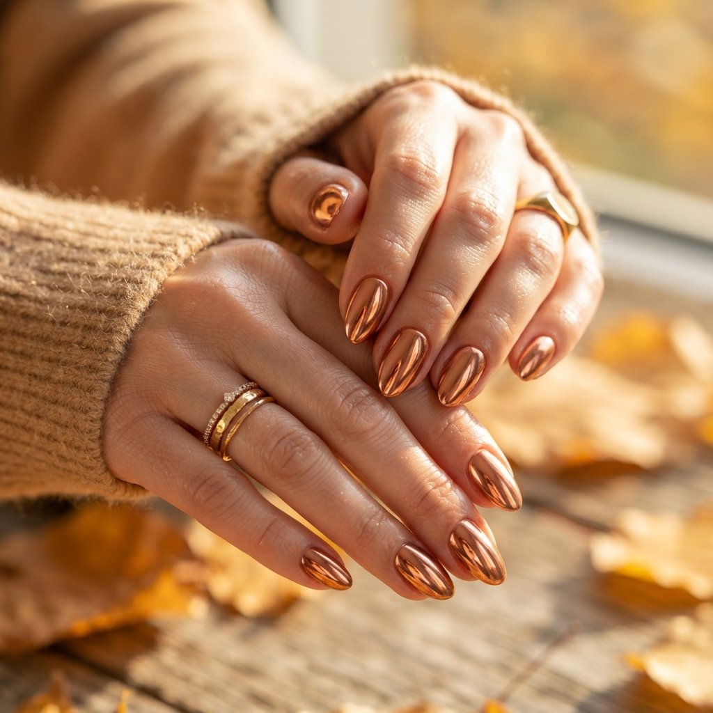 Copper Chrome Nails