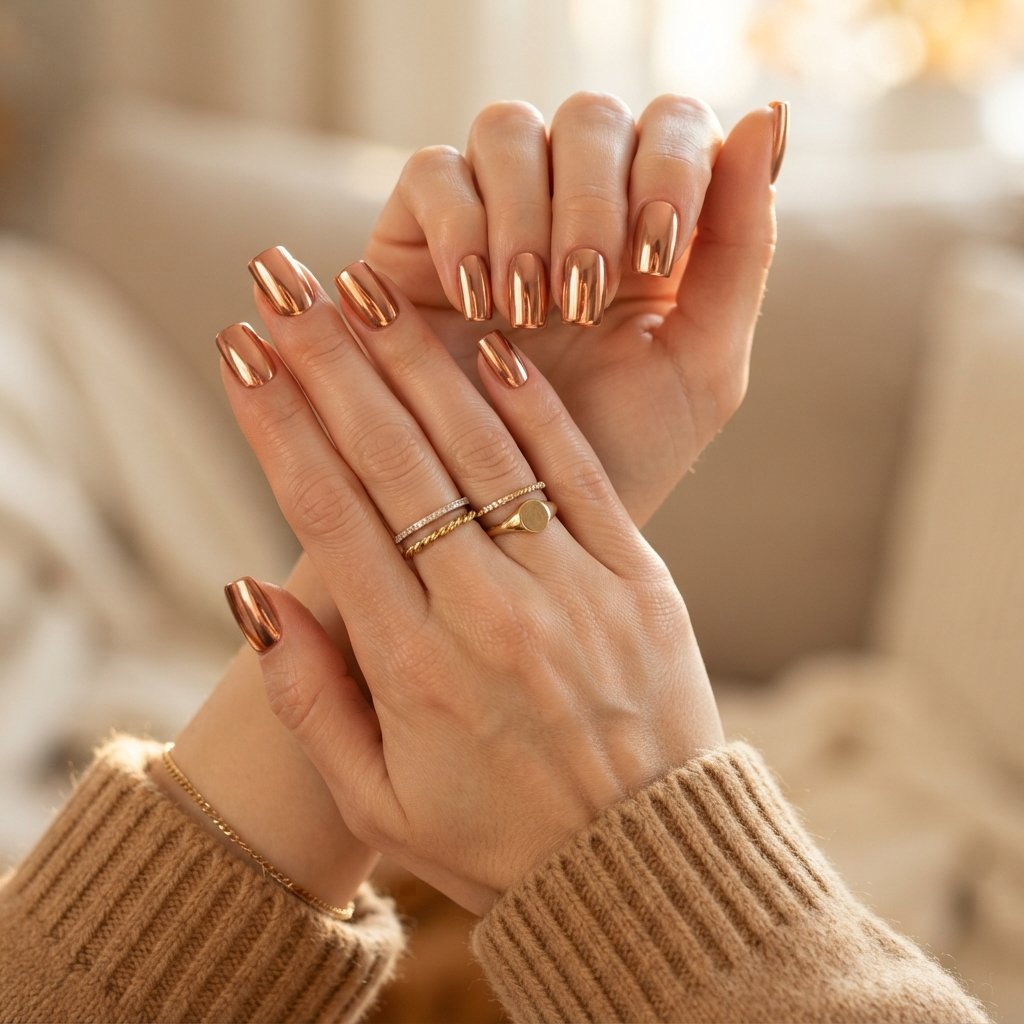 Copper Chrome Square Nails