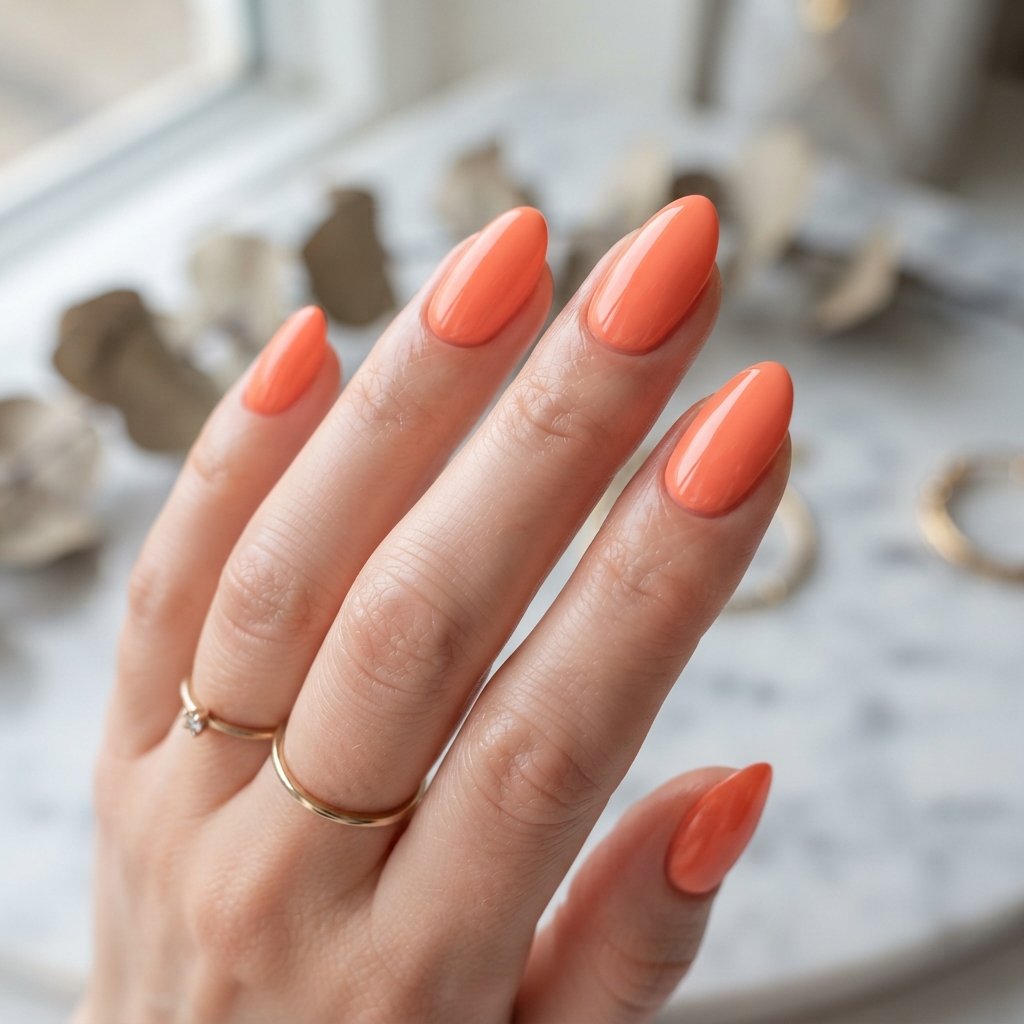 Coral Orange Nails