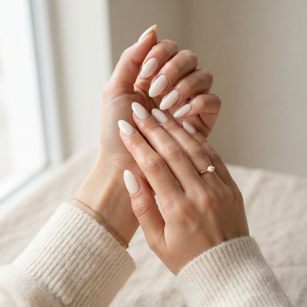 Soft Cream Almond Nails