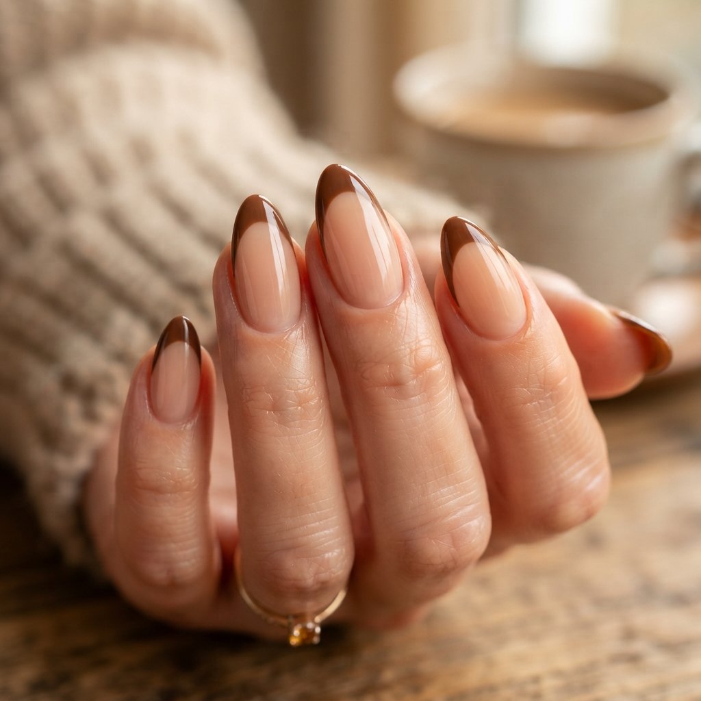 23 Simple Fall Nail Designs That Look Effortlessly Chic 10 Cream and Brown French Tips