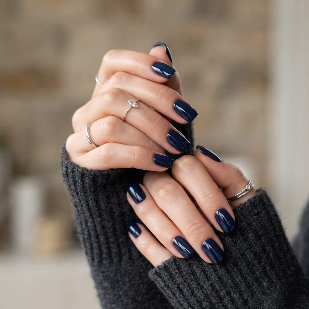 Deep Navy Square Nails