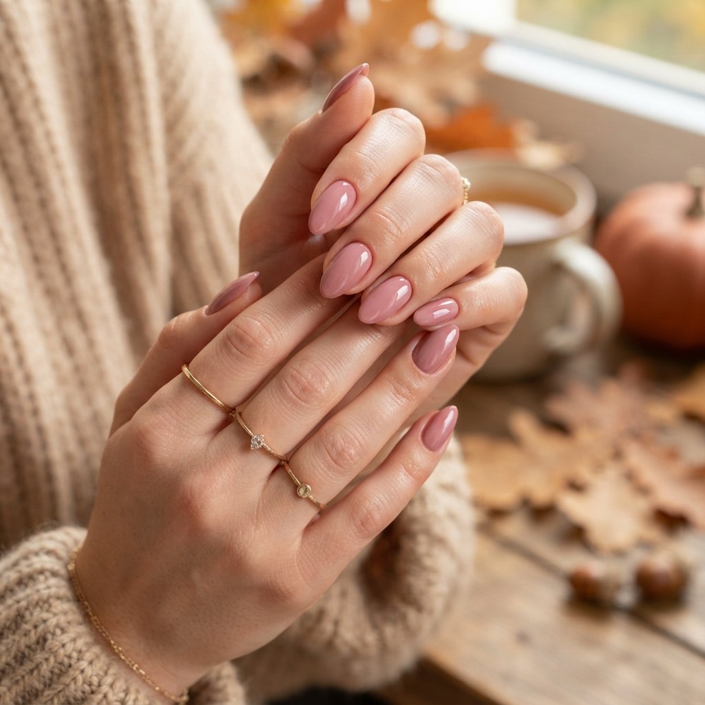 23 Simple Fall Nail Designs That Look Effortlessly Chic 21 Dusty Rose Autumn Nails