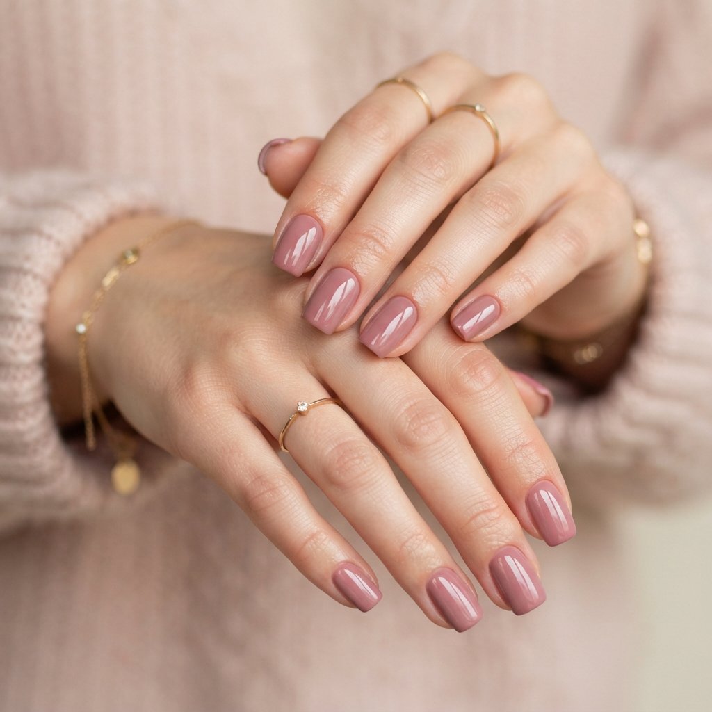 Dusty Rose Square Nails